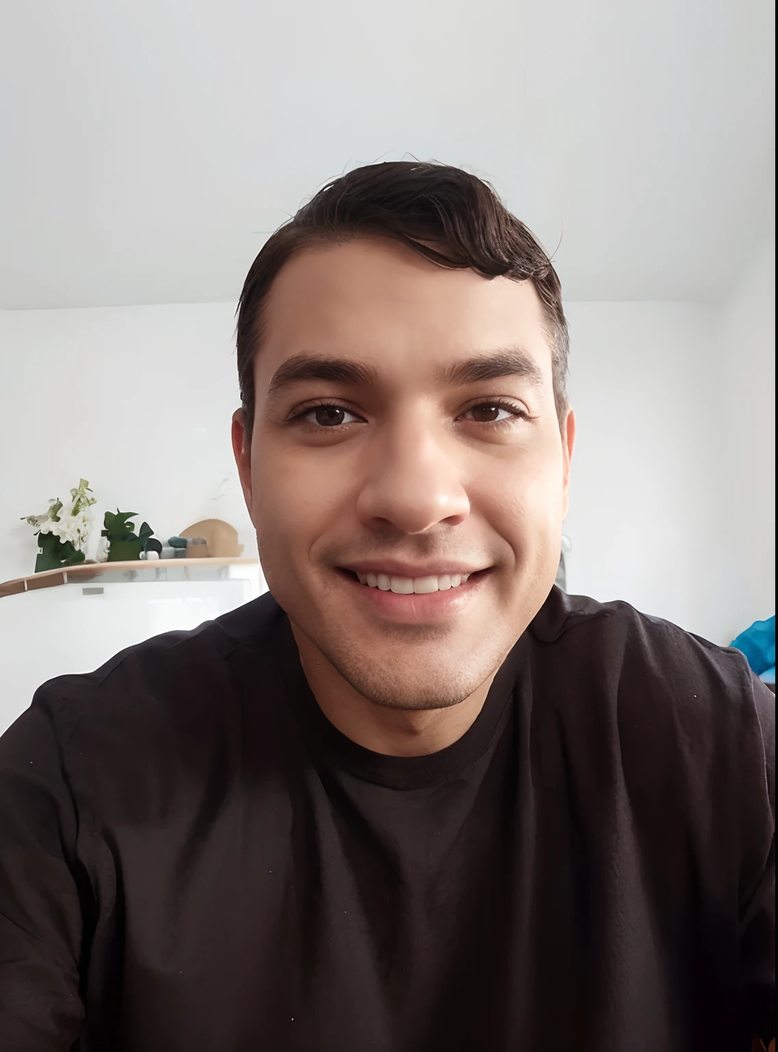 Crie um estilo pixar, male gender, Sedan Shirt, cor grafite, cor de pele branca, cabelo preto, olhos castanhos, cabelo de lado meio liso,