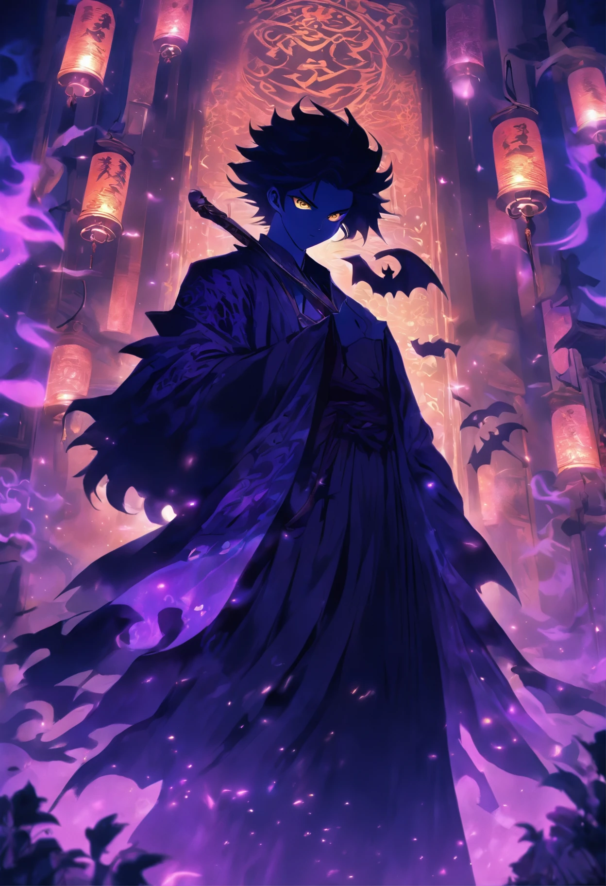 In a dark and mysterious realm,A scene unfolds before your eyes。A dark-haired magician stood tall,His robe churned in the ethereal wind。He wields a fierce scythe decorated with intricate carvings,Indigo's eyes shone with an otherworldly light。The air is filled with Halloween whimsy,It was as if everything was moved by supernatural magic。The art style blends elements of Gothic darkness and fantastical beauty,Creates a stunning panorama。
Imagine that,A realistic photo captures this fascinating moment。Special details of the magician's flowing black hair,Cascade like a midnight wave,Complements his mysterious aura。His eyes are a charming deep purple,It emits a mysterious glow,Penetrate the darkness。The sickle is finely made,The sharp blade reflected faint moonlight。Its handles are covered with ornate symbols,Traces of its mysterious past are revealed。
The atmosphere of this scene is shrouded in Halloween mystery,It evokes an eerie sense of celebration。Shadows fly on the background,Twisted shapes are projected on mysterious symbols etched on the cobblestone floor。Twinkling lanterns,Decorated with horrible decorations,Provides a dim and captivating glow。There was a subtle sweetness in the air,A cool breeze blows the magician's robe,It seems to be whispering secrets that only the souls of the night know。
This fascinating artwork contains the essence of a dark and magical world,Elements of painting and realistic photographs are fused。It immerses the audience in a fantasy realm where mystery and charm collide,Uncover the secrets that the dark-haired mage holds with purple eyes and an evil scythe