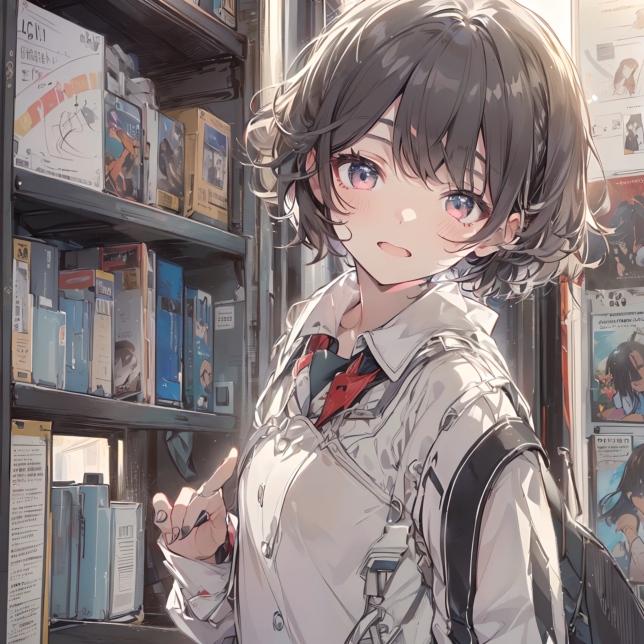 ((top quality,anime,ultra-detailed,high resolution,extremely detailed CG,unity 8k wallpaper,by famous artist,perfect anatomy,super detailed skin,cinematic lighting,UHD, retina, ccurate, anatomically correct, textured skin,1080P)),break,(Please draw a girl walking sleepily to school. :1.3),break, 1girl, (Solo,Loli face,13-year-old:1.5),a junior high school student, (Very Short hair),Full limbs,complete fingers,flat chest, Small butt, androgynous charm, groin, Beautiful detailed black eyes, disgusted eye, school Uniform,(Detailed Lighting), (Detailed background), (in the school zone),