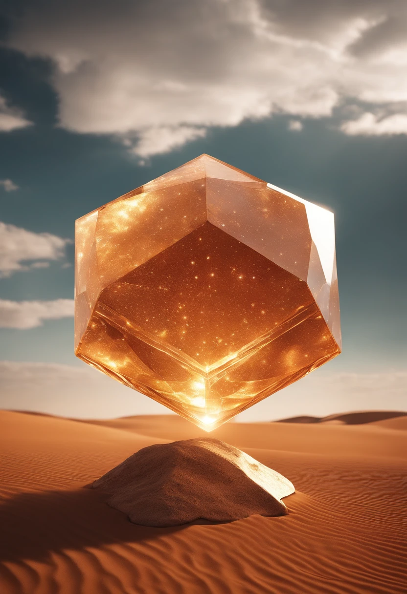 um close up de um grande cristal em um deserto com rochas, animation style rendering, atlas, capa do cd, orbe, flares anamorphic, Pierre Pellegrini e Ash Thorp, Anamorphic Widescreen, Platonic solids, cena espacial, psytrance, imagem promocional do filme, Facetas