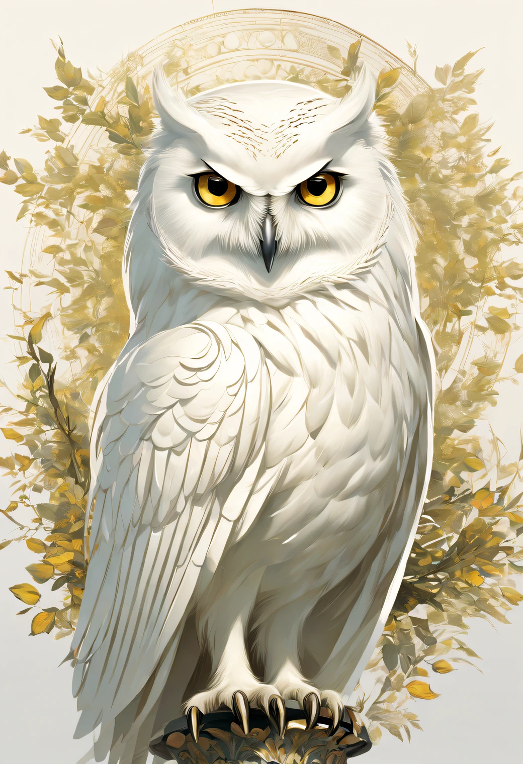 Surrealist art style (A pure white owl stands on Athena's shoulder),(Pure white owl: 1.37), Pure white owl, Pure white owl, (Stand on Athena's shoulders),(Stand on the shoulder: 1.37) The owl's face is round, (wide blue eyes: 0.8), very large eyes, Short curved beak, Thick, Pure white feathers, Thick claws, Pure white, It is a unique and beautiful creature，The wonders and wisdom of nature are on display,
(The left half of Athena's body: 0.8), The eyes of the goddess were bright and large, Charming and majestic, Her facial contours are elegant and refined, Her Greek nose is straight, Her hair is blonde or dark, Long and smooth, Her mouth is often pursed tightly, Show her determination and determination. Her skin is fair and flawless, ivory skin, Dignified and beautiful, Shining golden light, Wearing an olive branch,,{{Masterpiece}}, {{{Best quality}}},{{Ultra-detailed}}, {{illustration}},{{Disheveled hair}},{{Masterpiece}},{{{Best quality}}},{{Ultra-detailed}}, {{{illustration}}},{{Disheveled hair}},concept art of character,Game scene graph,A beautiful painting by Alphonse Mucha,illustration,Masterpiece,Matte painting,Enigmatic Atmosphere,Caricature,Depth of field (degrees of freedom),full bodyesbian,Close up,Dramatic lighting