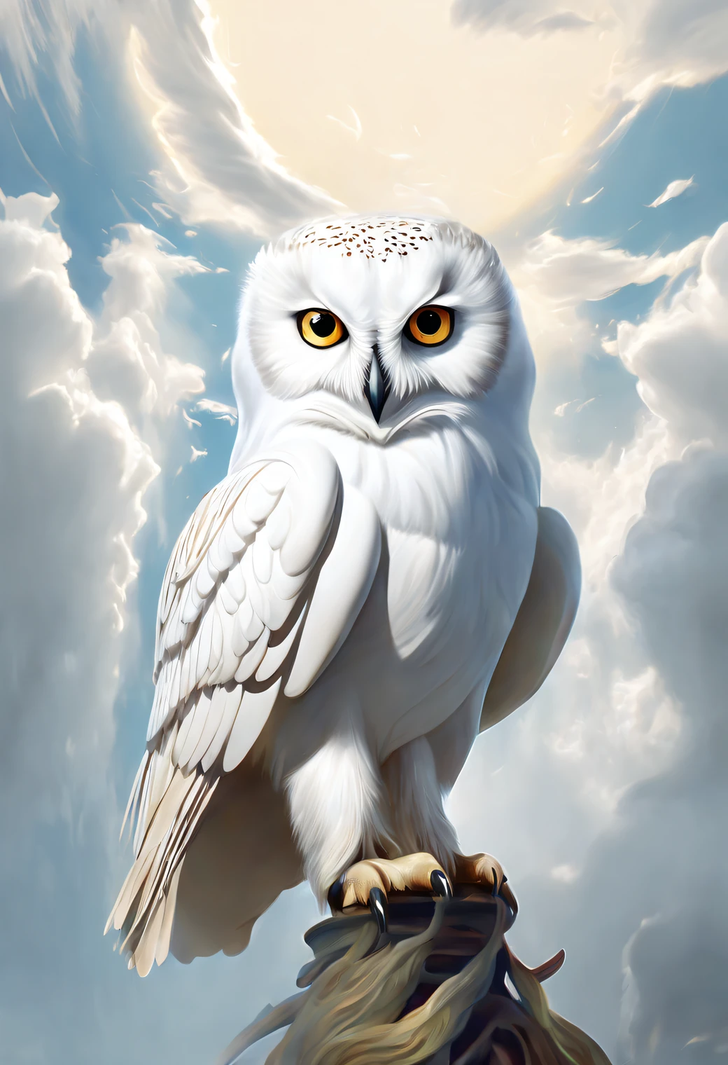 Surrealist art style (A huge pure white owl stands on Athena's shoulder), (Pure white owl: 1.37), Pure white owl, Pure white owl, (Stand on the shoulder: 1.37) The owl's face is round, (wide blue eyes: 0.8), very large eyes, Short curved beak, Thick, pure white feathers, The owl's claws are very stout, Pure white, It is a unique and beautiful creature，The wonders and wisdom of nature are on display,(Stand on Athena's shoulders),
(The left half of Athena's body: 0.8), The eyes of the goddess were bright and large, Charming and majestic, Her facial contours are elegant and refined, Her Greek nose is straight, Her hair is blonde or dark, Long and smooth, Her mouth is often pursed tightly, Show her determination and determination. Her skin is fair and flawless, ivory skin, Dignified and beautiful, Shining golden light, Wearing an olive branch,,{{Masterpiece}}, {{{Best quality}}},{{Ultra-detailed}}, {{illustration}},{{Disheveled hair}},{{Masterpiece}},{{{Best quality}}},{{Ultra-detailed}}, {{{illustration}}},{{Disheveled hair}},concept art of character,Game scene graph,A beautiful painting by Alphonse Mucha,illustration,Masterpiece,Matte painting,Enigmatic Atmosphere,Caricature,Depth of field (degrees of freedom),full bodyesbian,Close up,Dramatic lighting