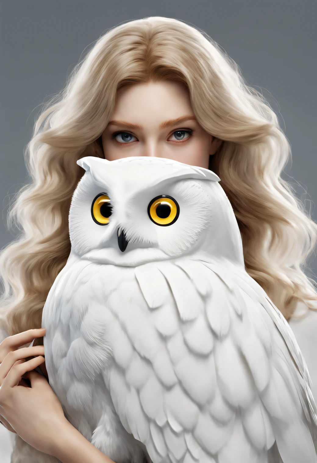 (A pure white owl is lifted by Athena's shoulder), （Owls make up 70 of the frame%）， (Pure white owl: 1.37), Pure white owl, Pure white owl, (Stand on Athena's left shoulder：1.30), (Stand on the shoulder) ，(Stand on the shoulder) ， The owl's face is round, (wide blue eyes: 0.8), very large eyes, Short curved beak, Thick, Pure white，hat feather, It is a unique and beautiful creature，The wonders and wisdom of nature are on display,
 (The left half of Athena's body: 0.8), Dignified and beautiful, Shining golden light, Wearing an olive branch,,{{Masterpiece}}, {{{Best quality}}}, {{Ultra-detailed}}, {{illustration}}, {{Disheveled hair}}, {{Masterpiece}}, {{{Best quality}}}, {{Ultra-detailed}}, {{{illustration}}}, {{Disheveled hair}} Surrealist art style ,closeup cleavage，mito，Ancient Greece，,Masterpiece,Matte painting,Enigmatic Atmosphere,Depth of field (degrees of freedom),boobs shot(mcu),Close up,Dramatic lighting，