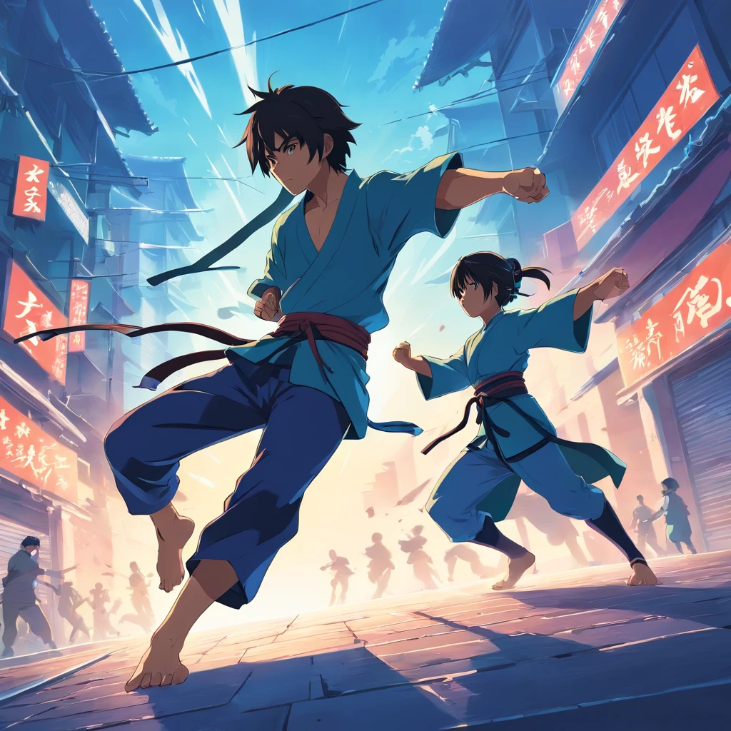 ninja fighting a shadow