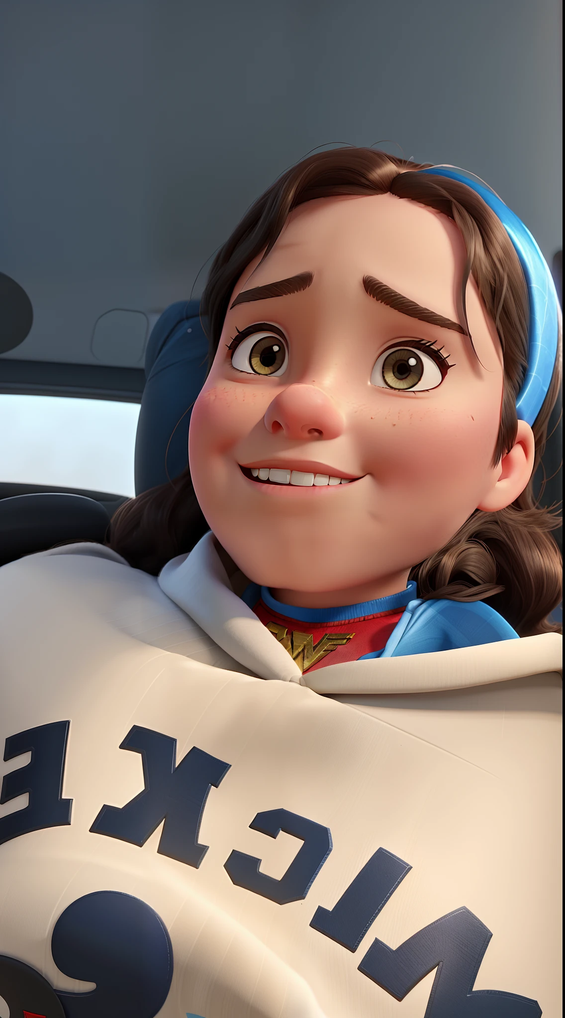 12 year old girl in Pixar style dressed as Wonder Woman