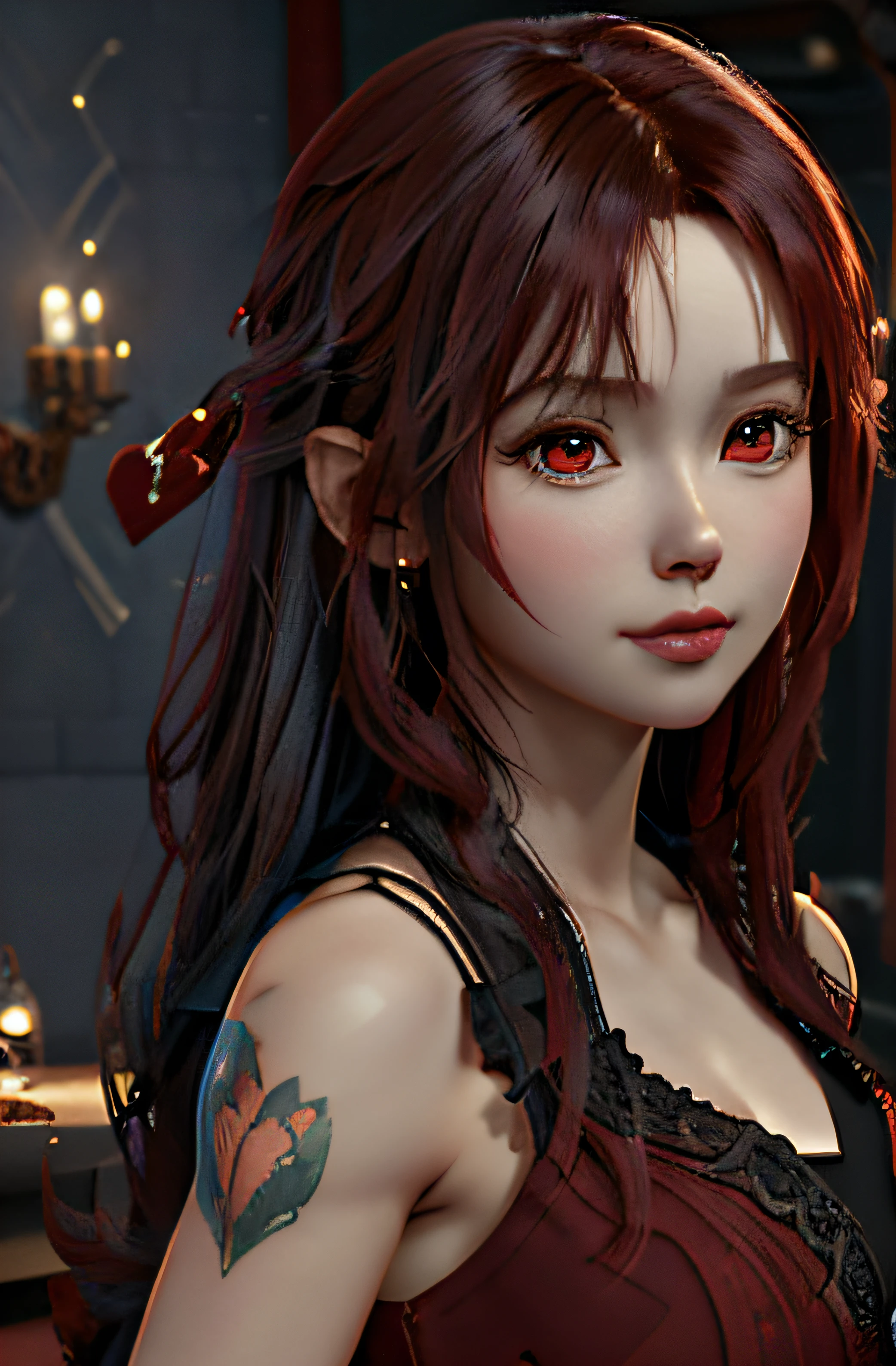 a woman in a red dress posing for a picture, inspired by Ross Tran, trending on Artstation, fantasy art, long curl red hair, beautiful art uhd 4 k, disney artstyle