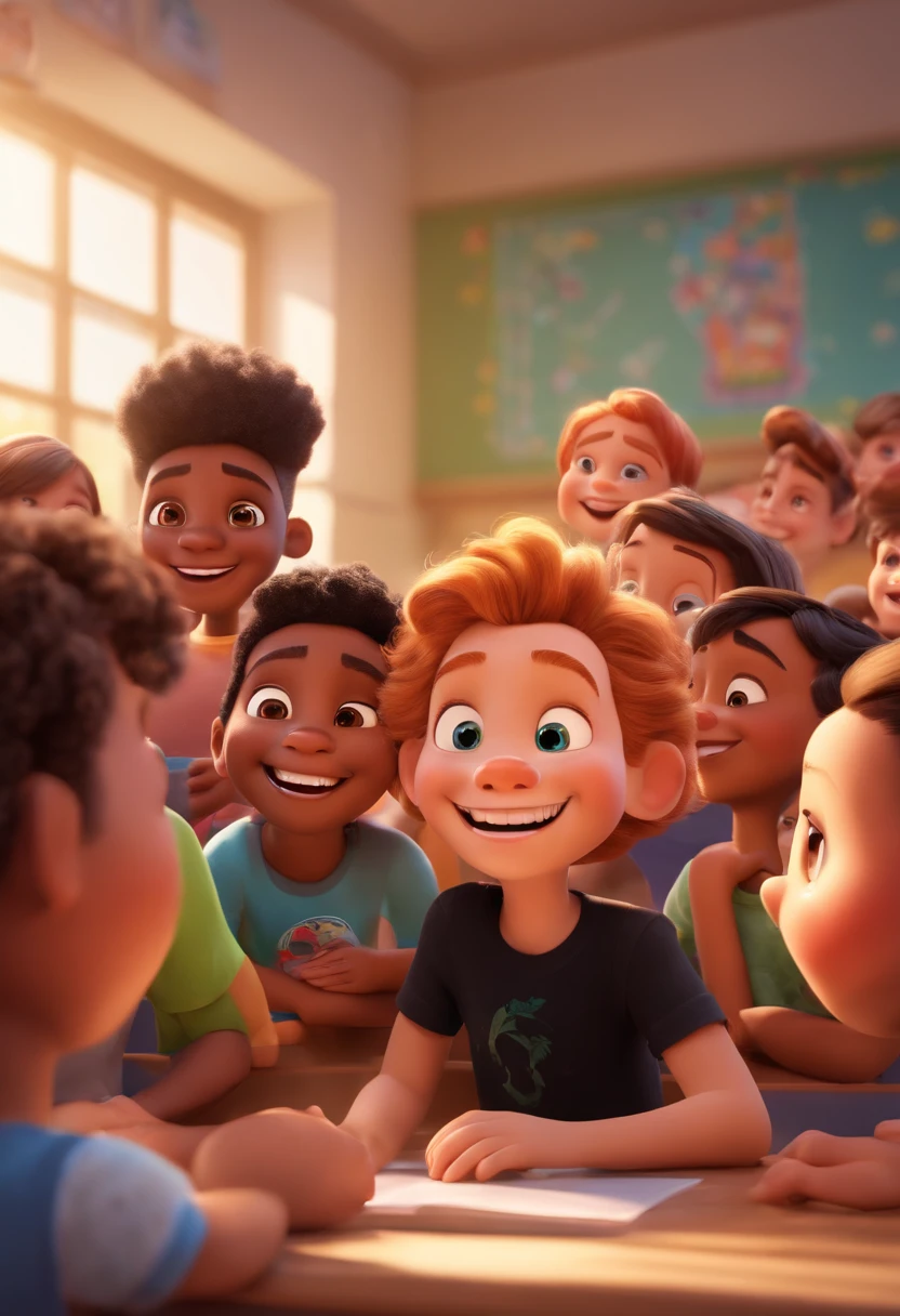 Image of a boy for a story in a YouTube video in Pixar format, He's the little allabester, He's the class leader, He's outgoing, Playful and gets up for a lot of things