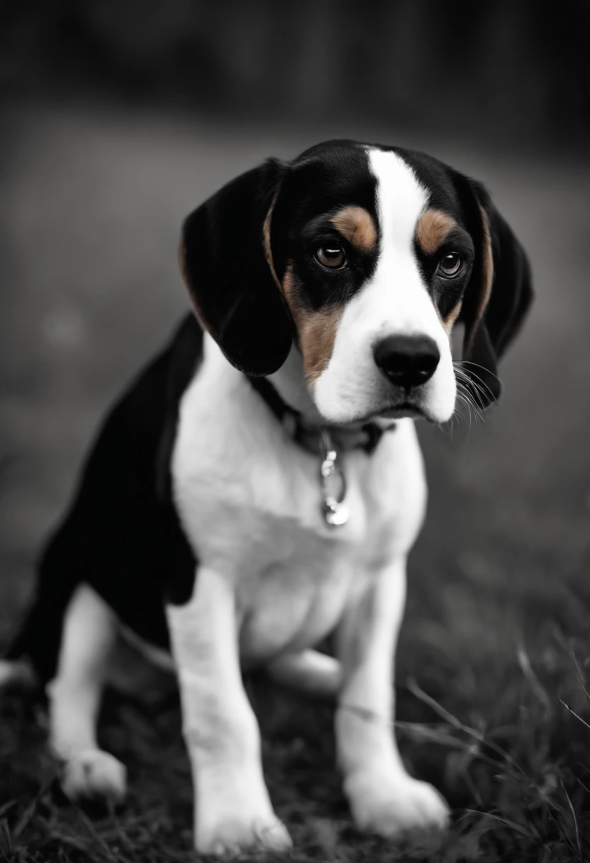 Black and white beagle dog