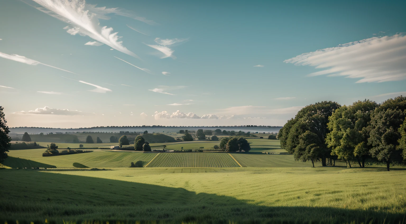 an open plan of a vast green field