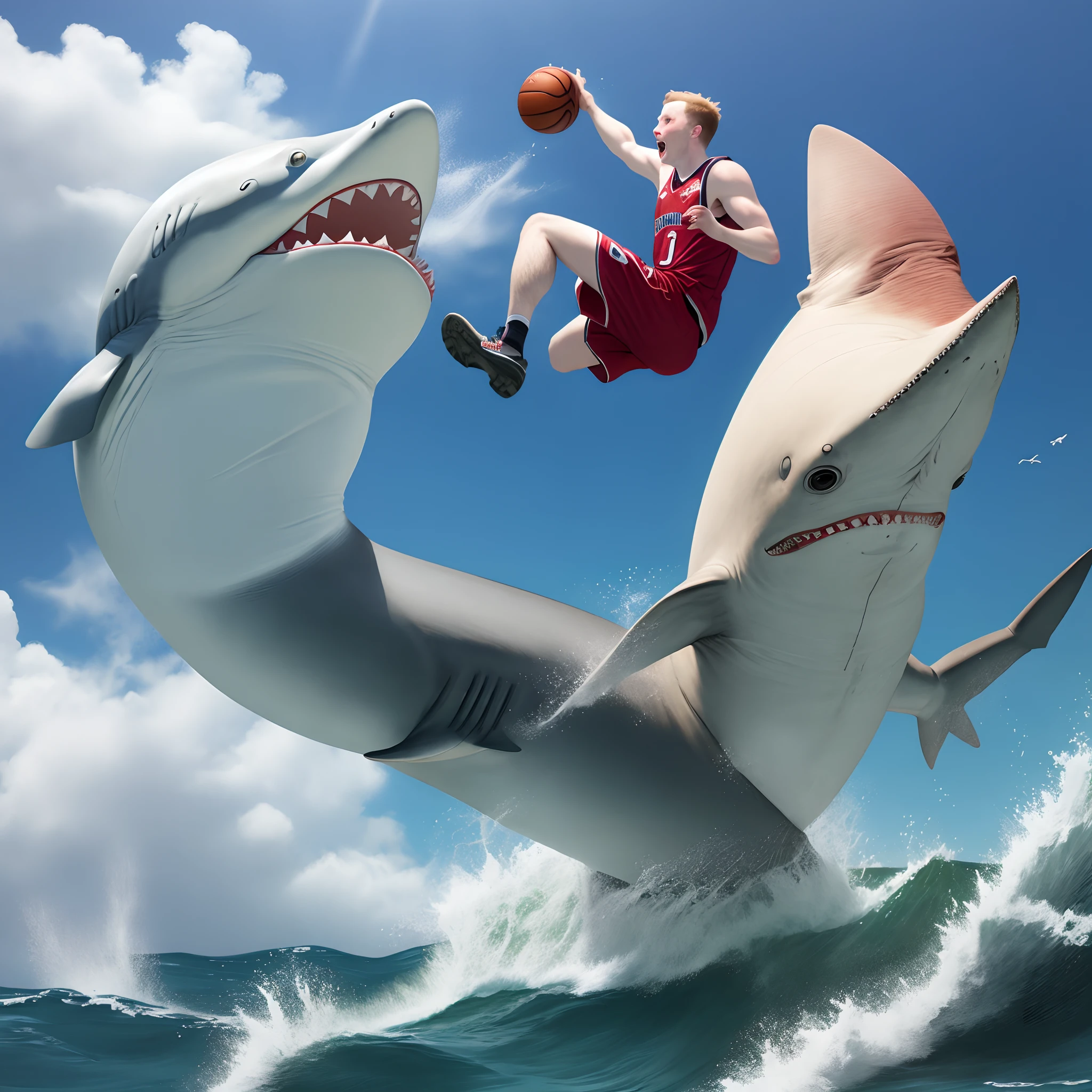 Max Duggan dunking on a shark