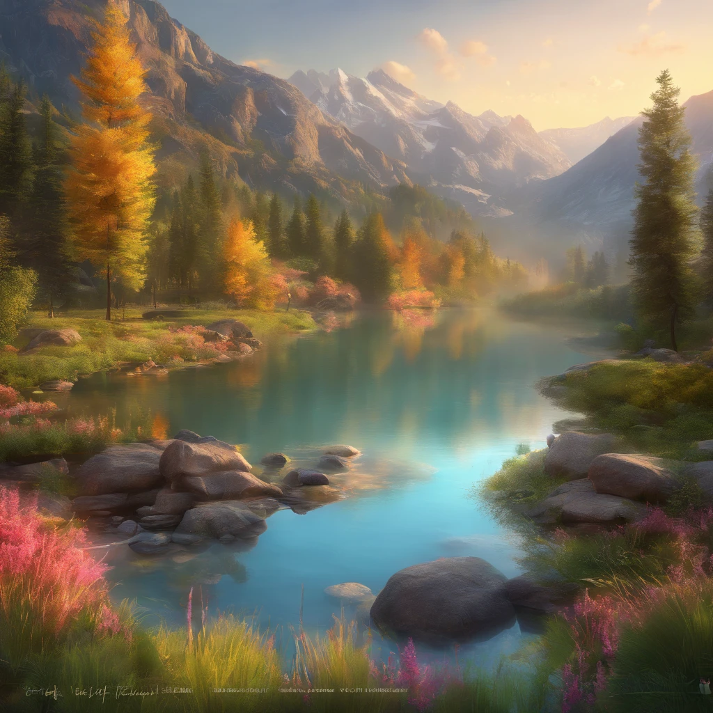 (best quality,4k,8k,highres,masterpiece:1.2),ultra-detailed,(realistic,photorealistic,photo-realistic:1.37),beautiful strokes of lake, mountains, and scenery, peaceful atmosphere, serene composition, vibrant colors, vivid brushstrokes, detailed texture, realistic portrayal of water reflections, breathtaking landscape, picturesque view, magnificent panorama, stunning artistry, harmonious blend of light and shade, natural beauty, tranquil setting, mesmerizing artwork, skilled craftsmanship, delicate depiction of nature, enchanting scenery, graceful strokes, incredible attention to detail, captivating composition, realistic representation of mountains, lake with crystal-clear waters, lush greenery, gentle breeze, soft sunlight, harmonious color palette, serene ambiance, inviting exploration, evokes a sense of calmness and tranquility, immerse yourself in the beauty of nature.