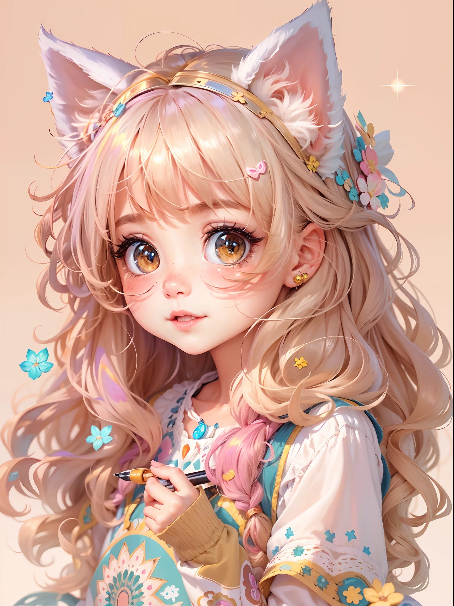 best quality,4k,high-res,masterpiece:1.2,ultra-detailed,realistic,photorealistic:1.37,portraits,sticker,anime,cute cat girl expressions,various poses,vivid colors,illustration style,soft and pastel color palette,natural lighting,shimmering background,glitter effect,whimsical details,adorable and expressive eyes [beautiful detailed eyes],sweet smile [beautiful detailed lips],playful and mischievous expressions,fluffy ears,sparkling highlights on the hair,paintbrush strokes,delicate line work,subtle blush on the cheeks,childlike innocence and charm,wonderful selection of emotions and moods,cheerful,curious,sassy,happy,pensive,sleepy,excited,joyful,surprised,concentrated,gently resting on the stickers,irresistibly cute and lovable,impeccable craftsmanship,meticulous attention to details