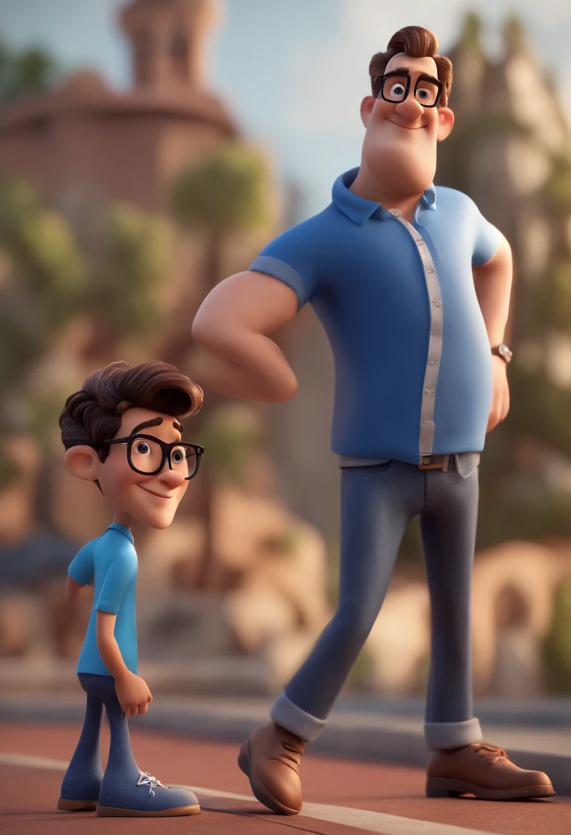 Cartoon character of a man with black glasses and a black polo shirt, cabelo liso, With beard and old school tattoo on his arm, animation character, Caractere estilizado, animation style rendering, 3D estilizado, Arnold Maya render, 3 d render stylized, toon render keyshot, Personagem 3D, Personagem 3D, 3d rendering stylized, 3 d character render, personagem de desenho animado, Personagem de close up, Pose de personagem,  (Estilo Pixar) (master part:1.2) (Bokeh) (best quality) (pele detalhada) (textura detalhada) (8k) (argila) (Cinematic lighting) (foco nítido