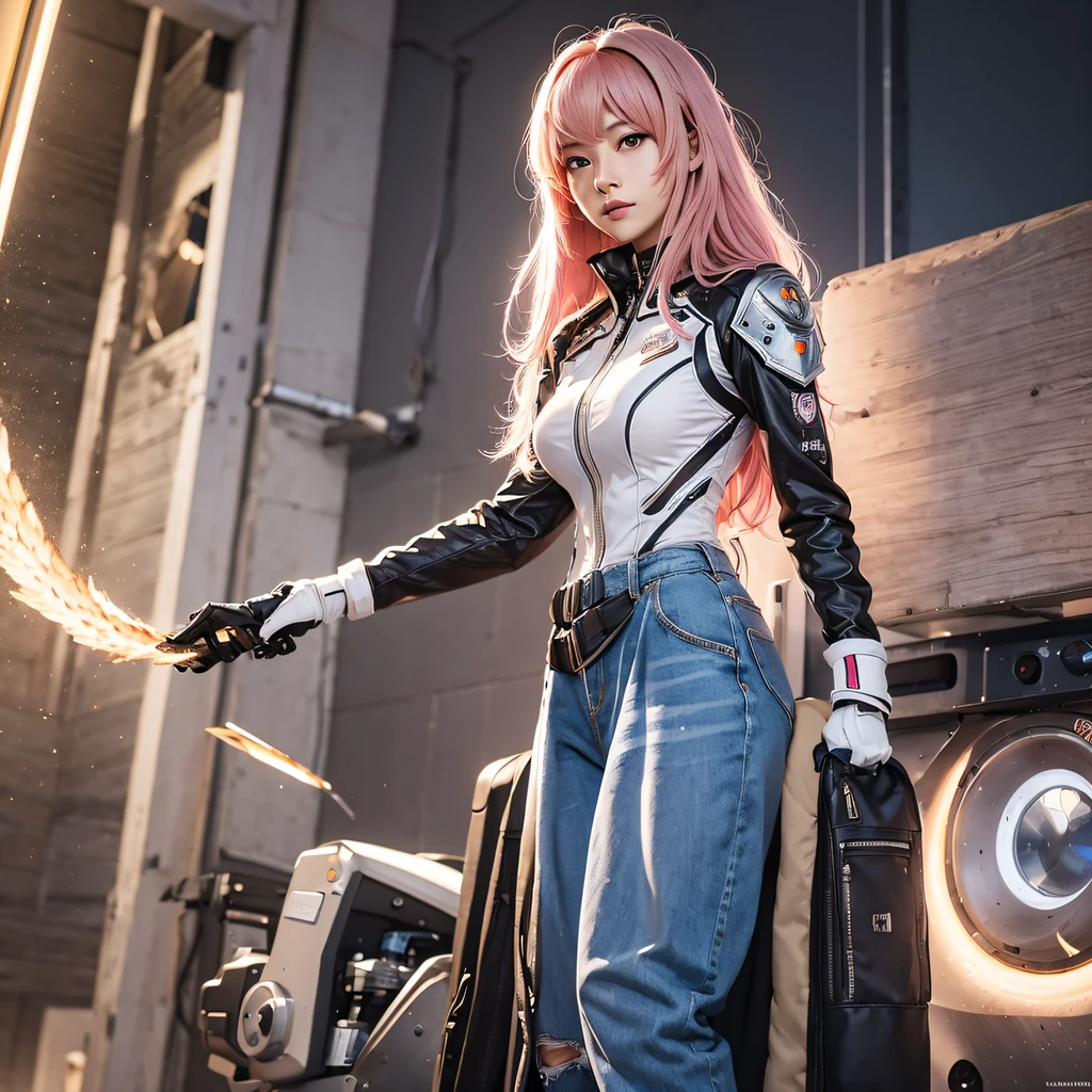 Best Premium Owl, Masterpiece, (Photorealistic:1.4), Virtual Engine,tmasterpiece,Masterpiece,dynamic viewing angle,best qualtiy,8K,particle fx,Light chase,Original,rendering by octane,Highest quality CG wallpaper,1 owl,extreme beautiful,extreme hight detail,Pink hair,double tails,Owl mecha pilot,White tight mech combat suit,Torn clothes,indian style,On mechs,Look ahead