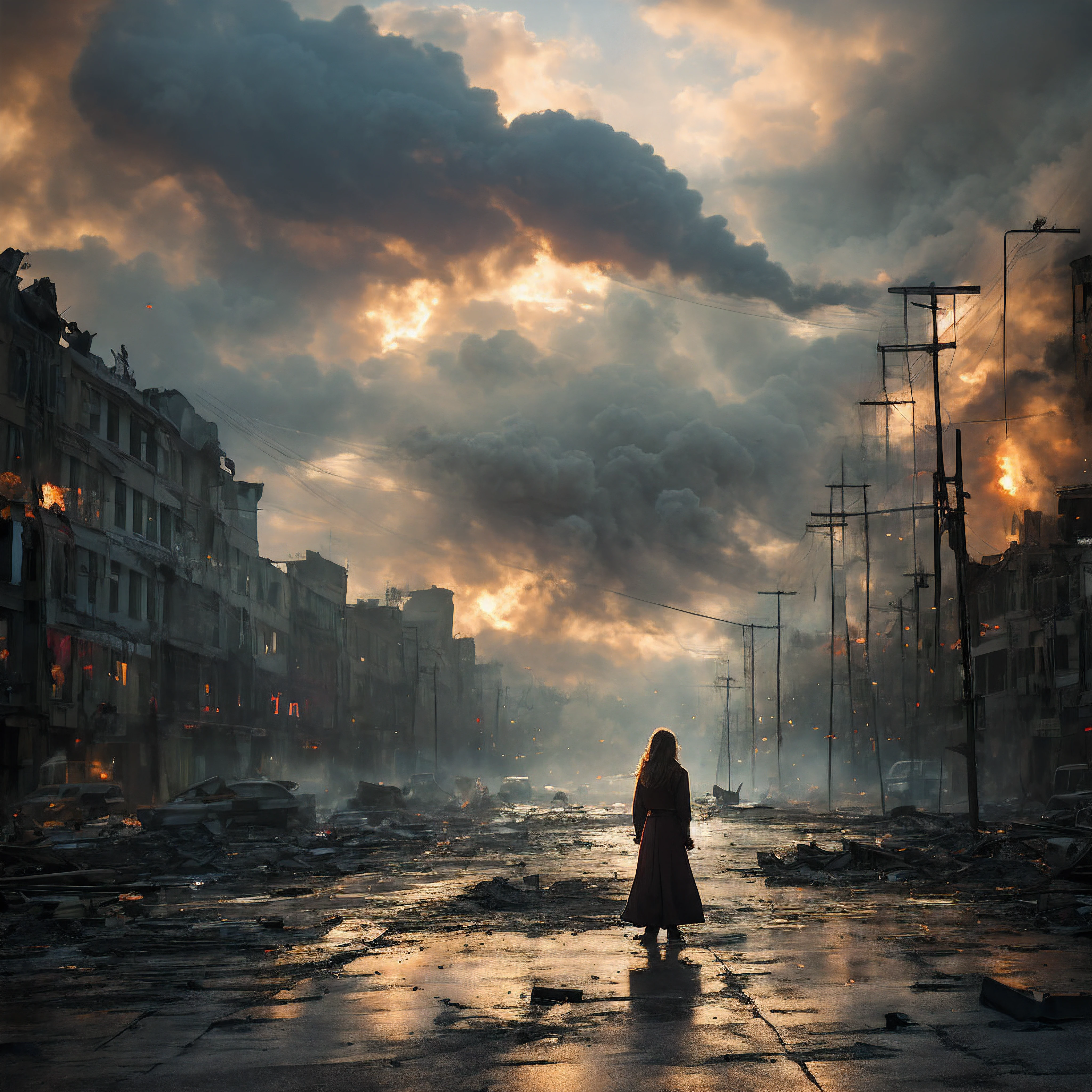 (masterpiece), best quality, expressive eyes, perfect face BRAKE (((background, destroyed city, city defense, barricades,))) BRAKE Warsaw rise Do you remember when, when the Nazis forced their rule on Poland 1939 and the allies turned away From the underground rose a hope of freedom as a whisper City in despair, but they never lost their faith Women, men and children fight They were dying side by side And the blood they shed upon the streets Was a sacrifice willingly paid Warsaw city at war Voices from underground, whispers of freedom 1944 help that never came Calling Warsaw city at war Voices from underground, whispers of freedom Rise up and hear the call History calling to you, 'Warszawo, walcz!' Spirit soul and heart In accordance with the old traditions 1944 still the allies turn away Fighting street to street In a time of hope and desperation Did it on their own and they never lost their faith Women, men and children fight They were dying side by side And the blood they shed upon the streets Was a sacrifice willingly paid Warsaw city at war Voices from underground, whispers of freedom 1944 help that never came Calling Warsaw city at war Voices from underground, whispers of freedom Rise up and hear the call History calling to you, 'Warszawo, walcz!' All the streetlights in the city Broken many years ago Break the curfew, hide in sewers Warsaw, it's time to rise now All the streetlights in the city Broken many years ago Break the curfew, hide in sewers Warsaw, it's time to rise now Warsaw city at war Voices from underground, whispers of freedom 1944 help that never came Calling Warsaw city at war Voices from underground, whispers of freedom Rise up and hear the call History calling to you, 'Warszawo, walcz!', MusketPunkAI,