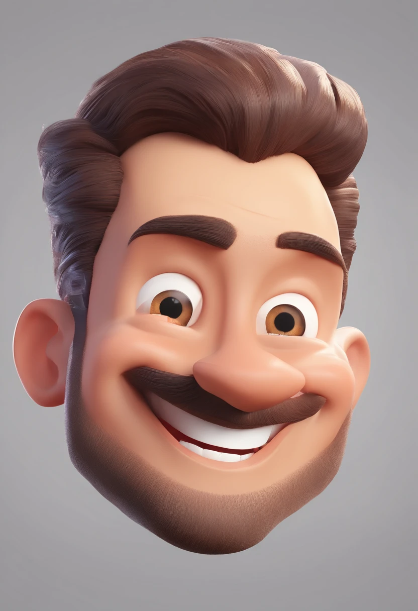 Smiling Man Illustration, sorriso insano, Homem de pele marrom com um sorriso gigante, happily smiling at the camera, sorriso atrevido, he's smiling, sorriso muito grande, Macho sorridente, foto de perfil headshot, rindo sorriso enorme, desenhando no estilo de Arte 3D, c4d, fundo de cor branco puro, estilo disney, estilo pixar render ilustracao Super Detalhe, 8k