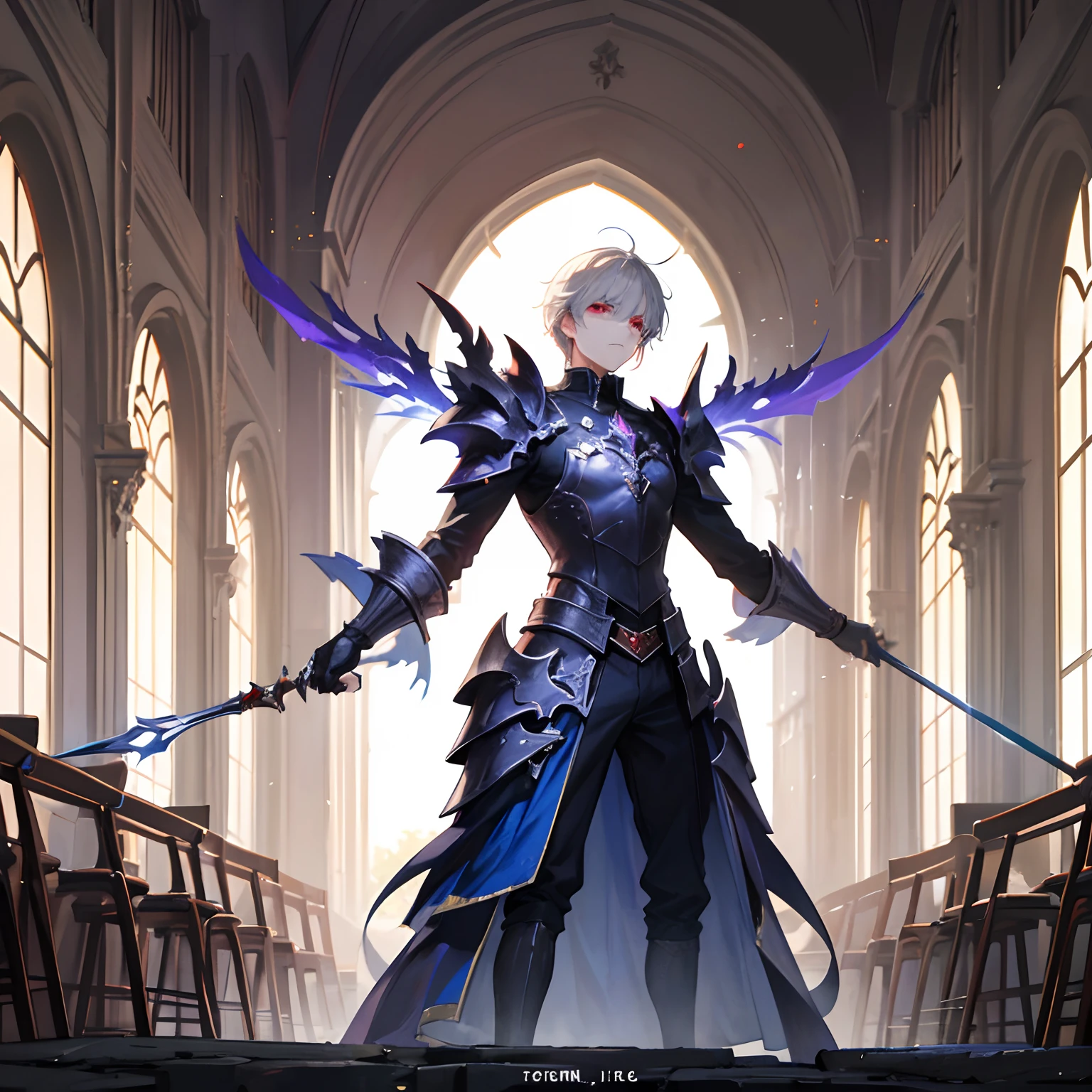 Once upon a time, In a mysterious land full of legends and enchantments, A man with impressive white hair and sharp red eyes、Stood proudly in the great hall of the stately castle. He was adorned with legendary armor, The combination of crimson and obsidian black, It seemed to radiate power and strength.

This enigmatic figure is、It had a special gift that set him apart from the ordinary inhabitants of the territory. In his hand, He wielded a magnificent magic sword, Its blades shimmer with an ethereal glow. The essence of the sword seemed to be dancing with ancient magic, Be ready to unleash its mystical powers on enemies who dare to cross its path.

When a man stands in a castle, His magic sword emitted a soft hum, Signs of readiness for action. however、Instead of a tight grip, He just stretched out his arms towards the sword, And with a flick of his wrist, The blade is off its handle.、Began to float in the air, Follow him like a faithful companion.

With his amazing power, The man moved gracefully and quickly through the corridors of the castle, His stunning armor reflecting flickering torches. When he crossed the ancient hall, The castle came to life, In response to his presence. Tapestry rustled, And the very stone whispered the story of his heroic deeds.

In the heart of the castle, A confrontation awaited the man. A large malevolent sorcerer was seizing the ramparts, Spreading darkness and chaos throughout the country. Determined to restore peace to his realm, A man with white hair and red eyes stepped forward, His magic sword flying with him.

When he entered the sorcerer's lair, The air crackled with raw force. a sorceress, Shadowed, He looked at the armored figure standing in front of him and scoffed. He did not know the strength and determination of the man who dared to challenge him.

With a flick of his wrist, The man unleashed the full potential of the magic sword. It soared through the air,