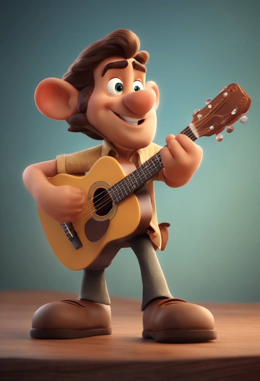 Personagem dos desenhos animados Rufus o Lenhador, tocando Guitarra, Homem branco com barba com camisa xadrez, animation character, Caractere estilizado, animation style rendering, 3D estilizado, Arnold Maya render, 3 d render stylized , toon render keyshot, Personagem 3D, Personagem 3D, 3d rendering stylized, 3 d character render, personagem de desenho animado, Personagem de close up, Pose de personagem, (Estilo Pixar) (master part:1.2) (Bokeh) (melhor qualidade) (pele detalhada) (specific texture) (8k) (argila) (Cinematic lighting) (foco nítido