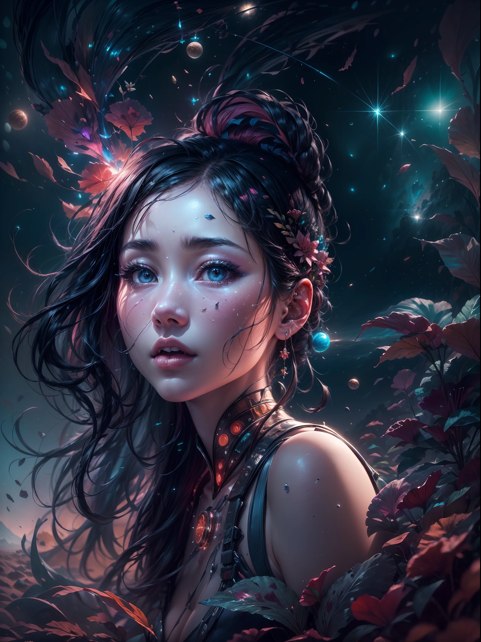 As a Stable Diffusion prompt assistant with an artistic touch, I will generate a detailed and high-quality prompt based on your provided theme: "asian girl in the space on alien planet between polar star and big dipper." Here's the prompt:

"best quality,4k,8k,highres,masterpiece:1.2, ultra-detailed, realistic, HDR, asian girl (beautiful detailed eyes, beautiful detailed lips, extremely detailed eyes and face, long eyelashes) in space on an alien planet, surrounded by the polar star and big dipper constellations. The girl is wearing a futuristic outfit, with a mesmerizing gaze and a slight smile on her face. She stands on a rocky terrain, with glowing plants and unique extraterrestrial flora around her. The planet's atmosphere showcases vivid colors with a surreal touch, intensifying the ambiance. The girl's pose exudes confidence and a sense of curiosity as she explores this otherworldly environment. The lighting highlights her features, casting soft shadows that enhance the depth and realism of the scene. The artwork can resemble a digital illustration with a touch of photorealism, using physically-based rendering techniques to create an otherworldly aesthetic. The overall color tone reflects the celestial feel of the space, incorporating a mix of cool and warm colors to evoke awe and wonder. The image should have sharp focus and ultra-fine painting details, giving it a professional and polished look. The blend of futuristic elements and the serene beauty of the cosmic backdrop infuse a sense of mystique and adventure into this artwork."

Remember, the prompt should be a single line without any explanations or additional punctuation marks except for commas.