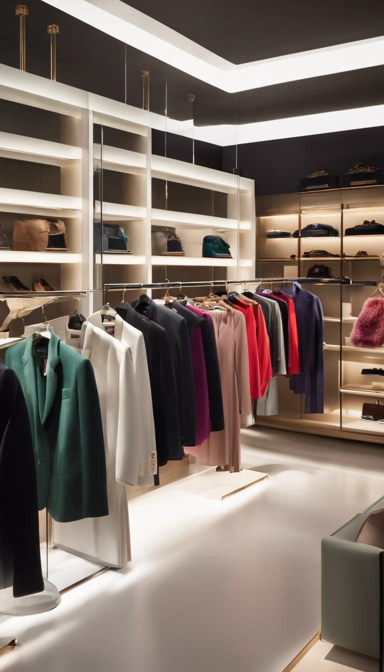 Contemporary clothing store、Bright lighting
