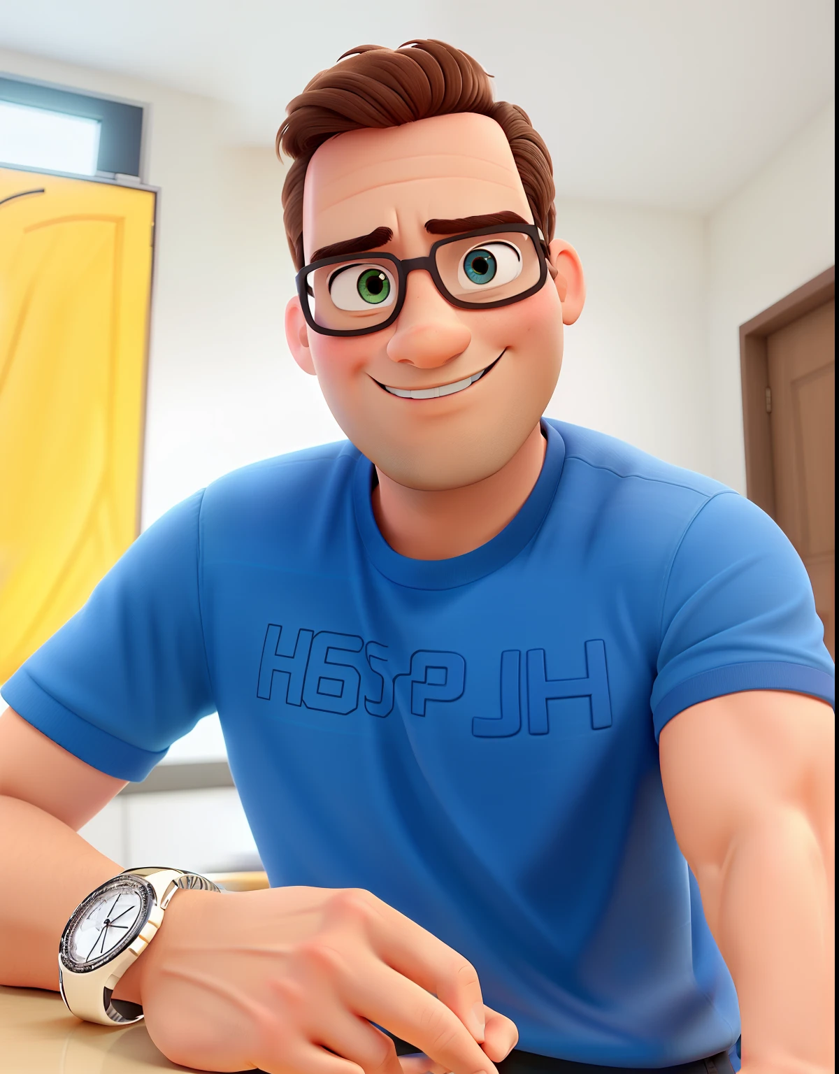 Um homem estilo Pixar, alta qualidade, Best quality light brown eyes and with a wedding ring on your finger