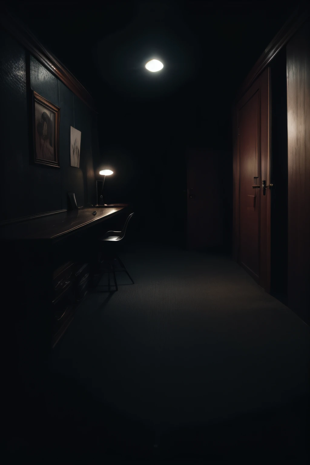 phone、eerie atmosphere、retro and creepy、
dark room