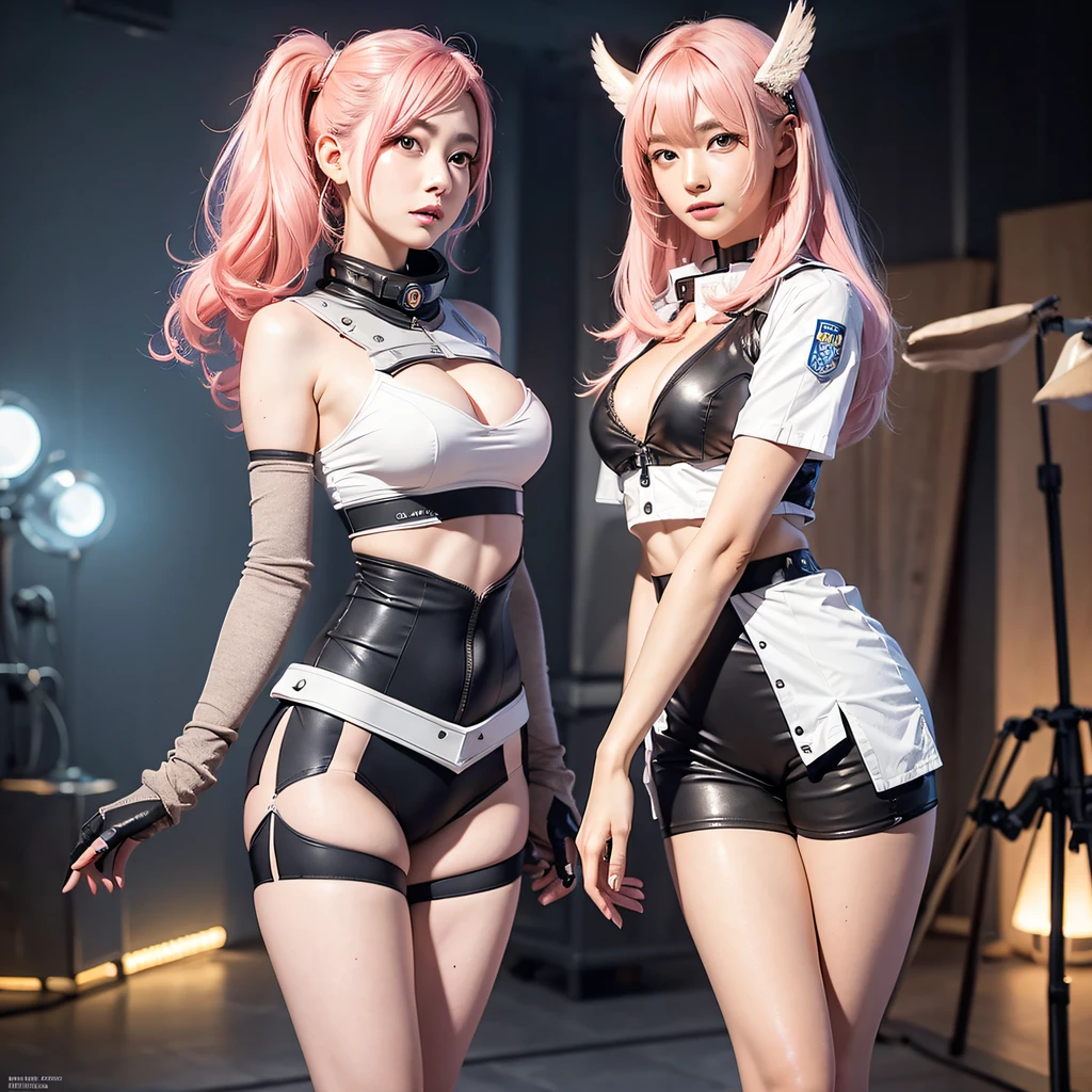 Best Premium Owl, Masterpiece, (Photorealistic:1.4), Virtual Engine,tmasterpiece,Masterpiece,dynamic viewing angle,best qualtiy,8K,particle fx,Light chase,Original,rendering by octane,Highest quality CG wallpaper,1 owl,extreme beautiful,extreme hight detail,Pink hair,double tails,Owl mecha pilot,White tight mech combat suit,Torn clothes,indian style,On mechs,Look ahead