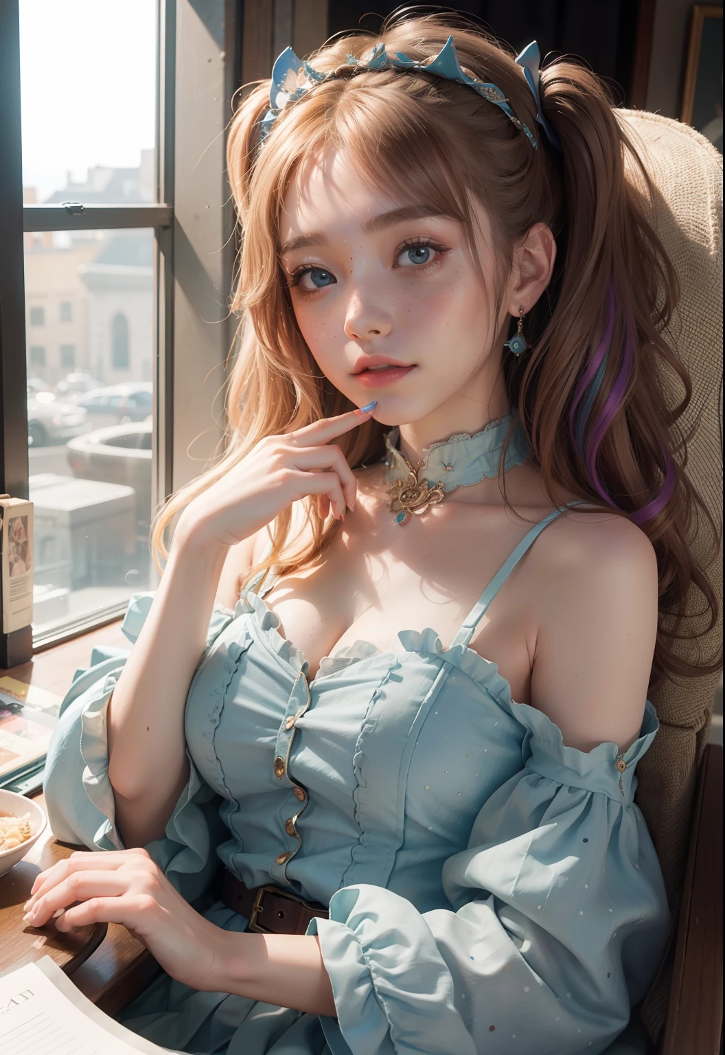girl with(Solo)、Photo、Fantastical、(Loretta Luxe:1.3)、PastelColors:1.2、hitornfreckles、surrealism:1.1、ultra-detailliert、8K、