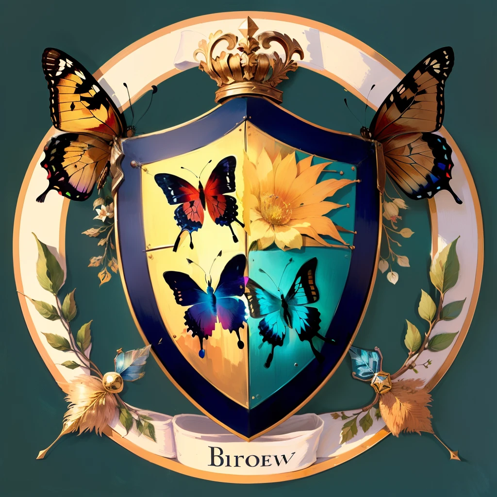 Shield with two arrows and a butterfly coat of arms