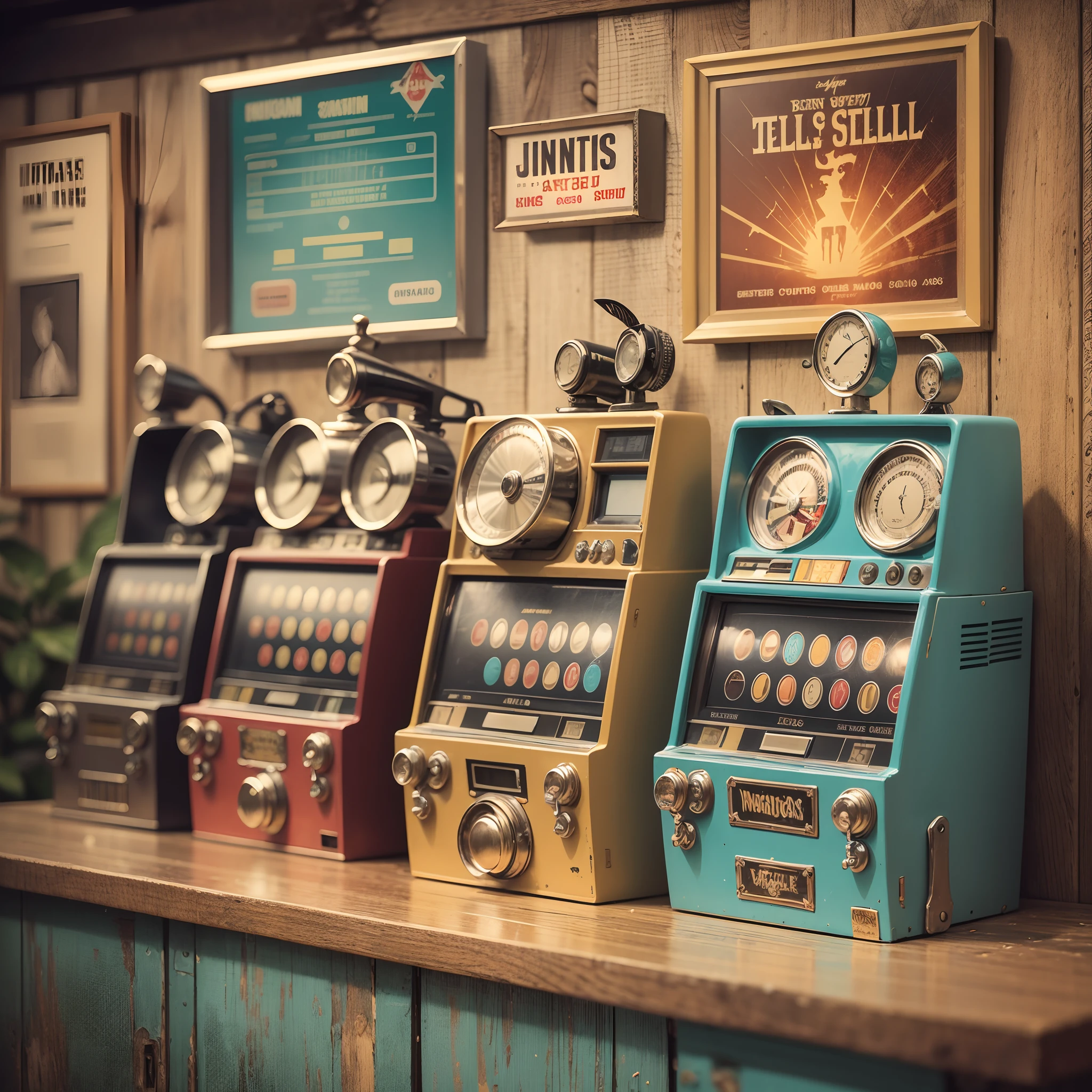 vintage one arm bandit slot machine, 1960s branded for " Kevin McCree's New Country Allstars" tooled leather, turquoise and cowgirls on the reels --auto --s2