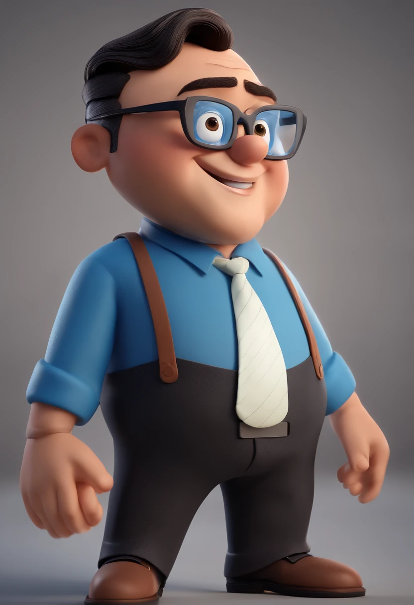Cartoon character of a man with black glasses and a blue shirt, animation character, Caractere estilizado, animation style rendering, 3D estilizado, Arnold Maya render, 3 d render stylized, toon render keyshot, Personagem 3D, Personagem 3D, 3d rendering stylized, 3 d character render, personagem de desenho animado, Personagem de close up, Pose de personagem, (Estilo Pixar) (master part:1.2) (Bokeh) (best quality) (pele detalhada) (textura detalhada) (8k) (argila) (Cinematic lighting) (foco nítido