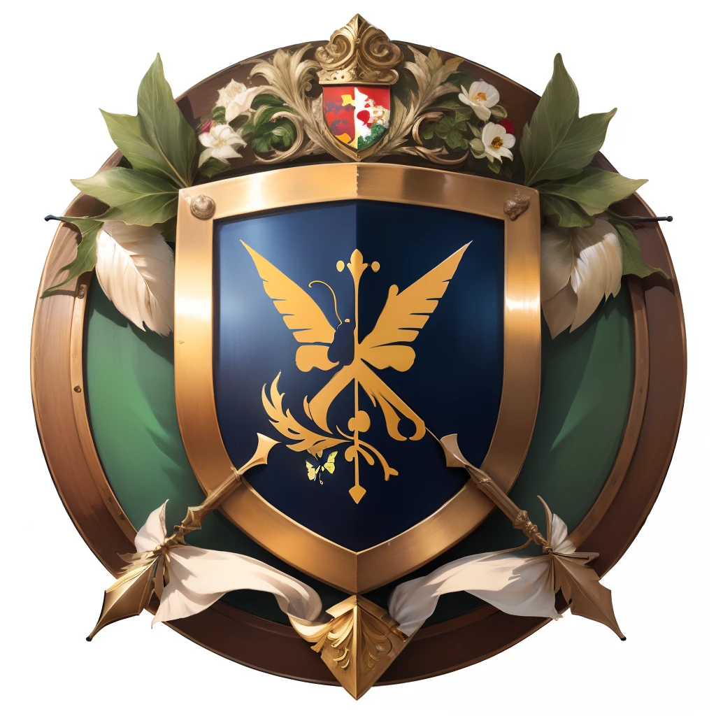 Shield with two crossed arrows and butterfly coat of arms