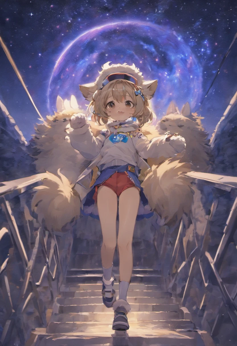 Starry sky colored fur, mammal, Furry, Male, Solo, wears, visor, Summer,s,White socks,coyote,Blue fur 1.5,Fine Hand 1.5
