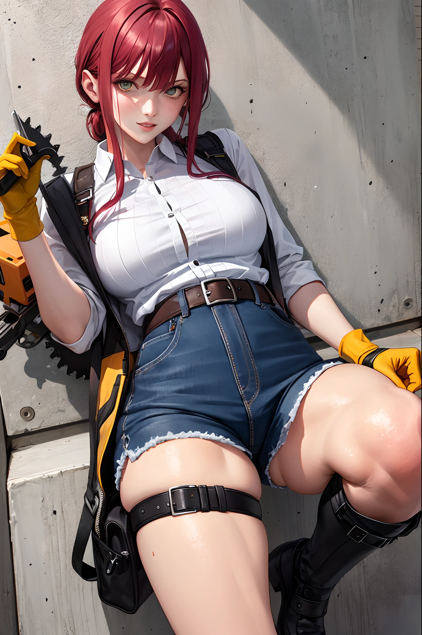 Makima chainsaw man in sexy Hotpants  leckt an ihrem finger