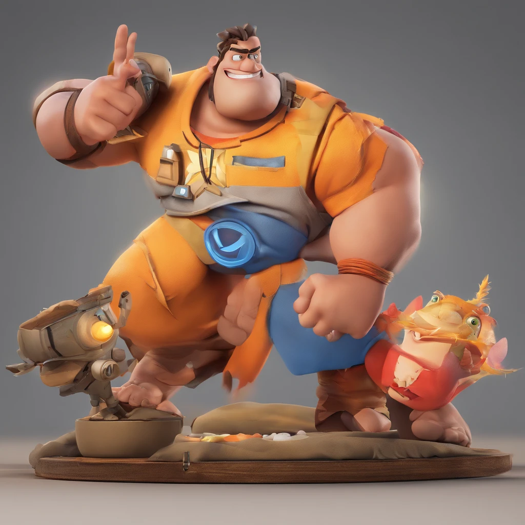 Crie um cartaz inspirado na Disney Pixar com o personagem sendo o Anderson jamil galvao, Um jovem de cabelos muito curto bem raspado, Under-muscled and shirtless, tendo um rosto do naruto tatuado em um dos ombros,in an office with a Bible on the table