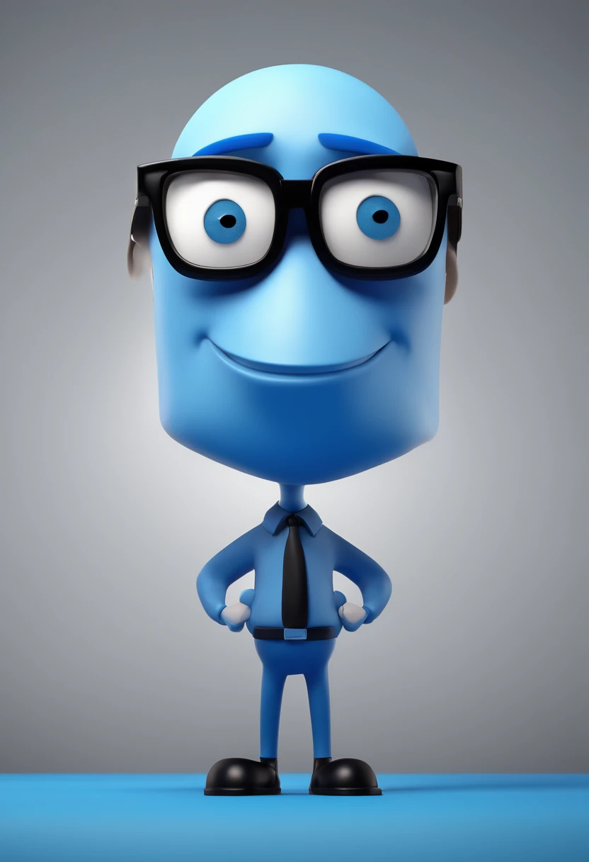 Cartoon character of a man with black glasses and a blue shirt, animation character, Caractere estilizado, animation style rendering, 3D estilizado, Arnold Maya render, 3 d render stylized, toon render keyshot, Personagem 3D, Personagem 3D, 3d rendering stylized, 3 d character render, personagem de desenho animado, Personagem de close up, Pose de personagem,  (Estilo Pixar) (master part:1.2) (Bokeh) (best quality) (pele detalhada) (textura detalhada) (8k) (argila) (Cinematic lighting) (foco nítido