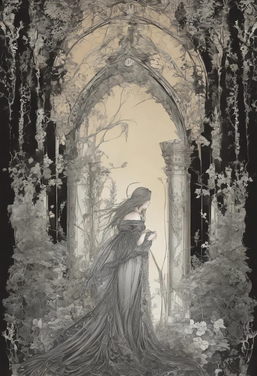 (Masterpiece, Best quality, Ultra-detailed, Best Illustration:1.4), 1 Dryad,(See-through:1.5)a plant ,(refractions,Reflection:1.7) , Transparent skin, sunshine day,ln the forest