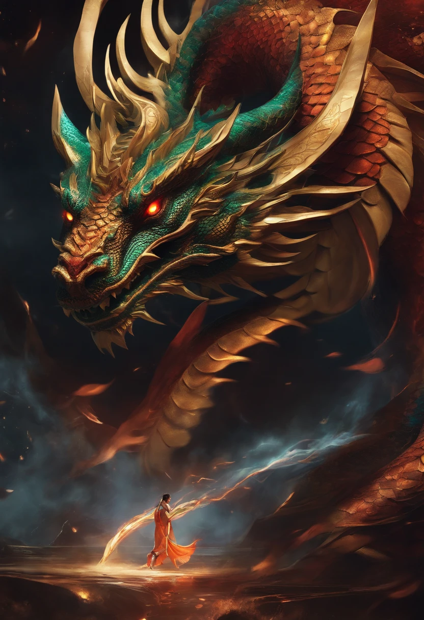 elongated body、Dragon Logo、It's in a circle、A logo