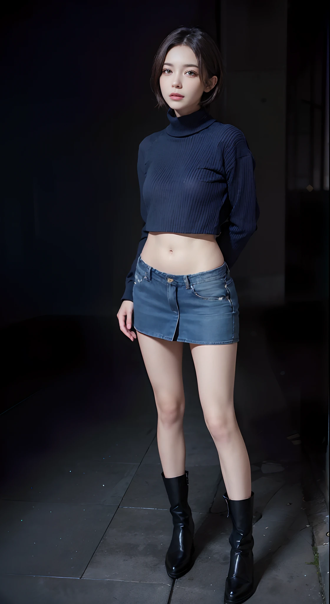 8K, Top Quality, Intricate Details, Ultra Detail, Ultra High Resolution, Masterpiece, ((full body)), Slender, smile, (Makeup: 0.4), (Fluffy Blue Eyes: 1.21), ((blue Eyes)), , looking at viewer, ((full body)), 1girl, solo, 1 girl, (( full body)), , , ((tall)), (((fit body))), (((slim face))), sharp face, sharp eyes, (((black hair , )) , (detailed face), sharp face, small lips,
(( )), ((naked ,dress)), detailed face, detailed breast, , large breast, detail ass, , Beautiful girl with accentuated slender abs: 1.4, Six Pack Abs: 1.4, Bust Botox, Big, Perfect Body, detail leg, (( dark background)), black background,