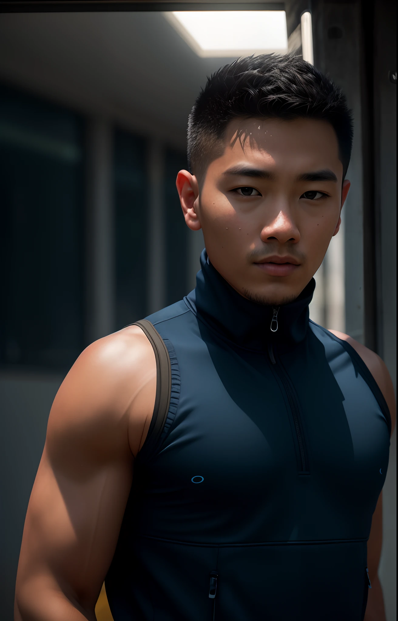 Beautiful young college student, Wear shirtless trackwear, outside on track field, ((Slim, Muscular)), Photorealistic, Photo, Masterpiece, Realistic, Realism, Photorealism, High contrast, photorealistic digital art trending on Artstation 8k HD high definition detailed realistic, Detailed, Skin texture, ultra - detailed, Realistic skin texture, armature, Best quality, 超高分辨率, (Photorealistic:1.4),, high resolution, Detailed, RAW photo, Sharp Re, author：Lee Jeffries Nikon D850 Film Stock Photo 4 Kodaport 400 Camera F1.6 lens rich colors hyper realistic lifelike texture dramatic lighting unrealengine trending on artstation cinestill 800,