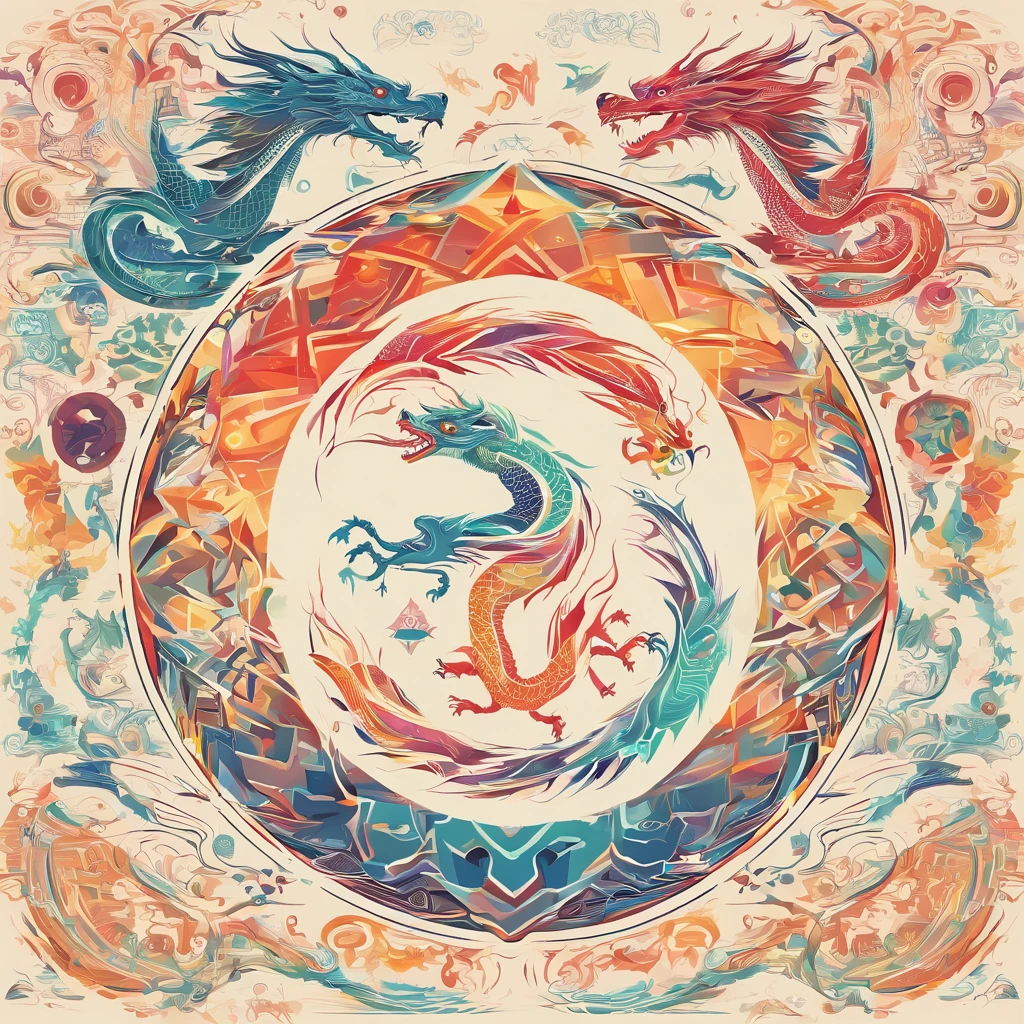 elongated body、Dragon Logo、It's in a circle、Pretty simple logo、No text