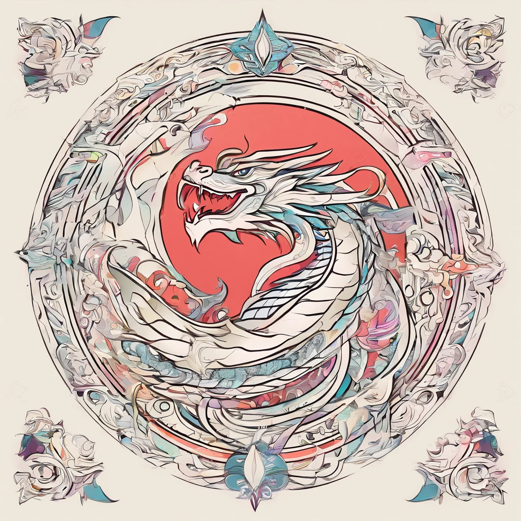 elongated body、Dragon Logo、It's in a circle、Pretty simple logo、No text