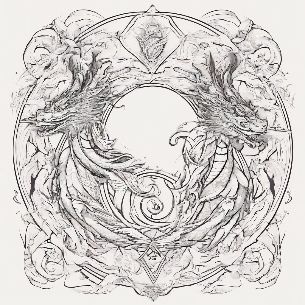 elongated body、Dragon Logo、It's in a circle、Pretty simple logo、No text