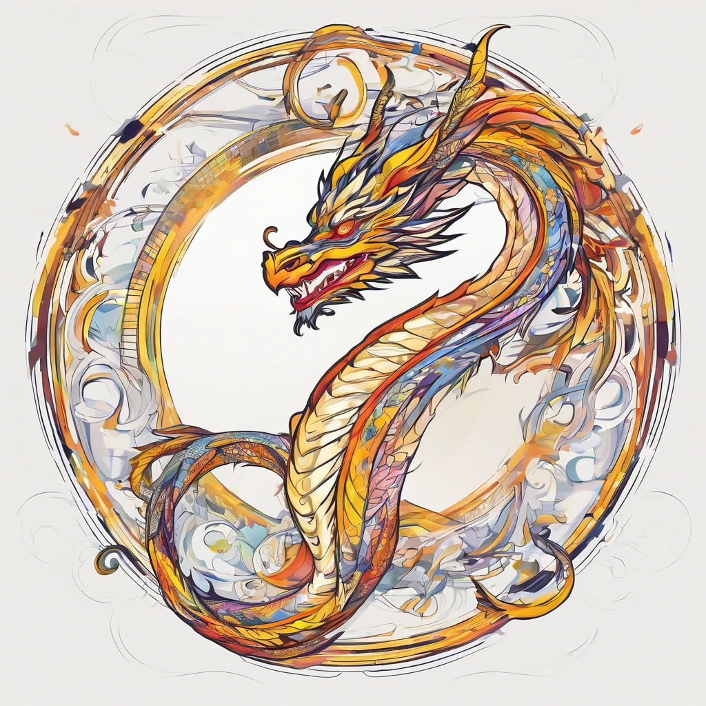 elongated body、Dragon Logo、It's in a circle、Pretty simple logo、No text