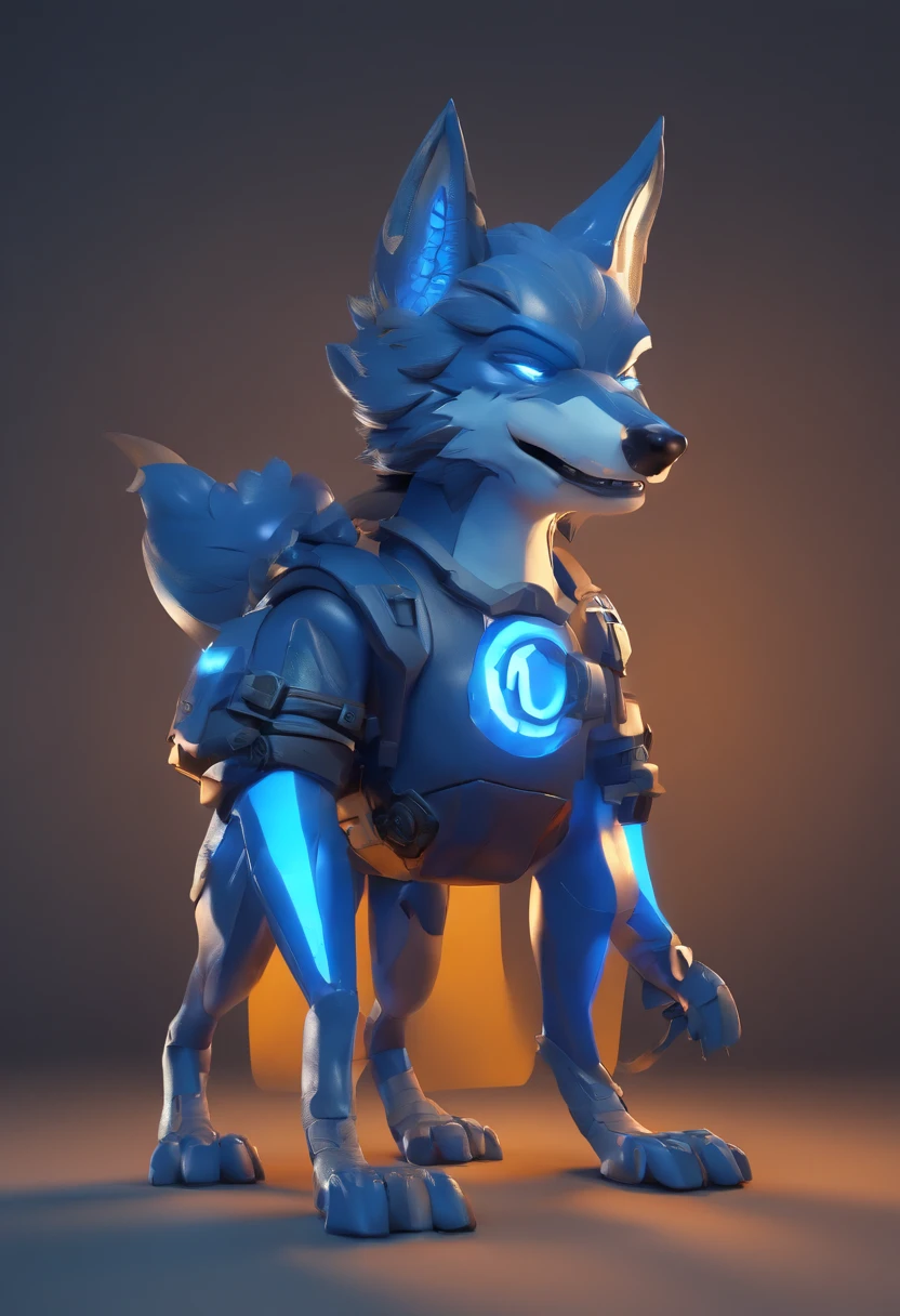 A small baby protogen furry cub with small body and a Curvy body with small cute little penis, small penis, baby, baby body, cute robot face, embarrassed, blue eyes, red furr, detailed, sharp focus, illustration medium shot,8k resolution, DeviantArt, trending on artstation, concept,