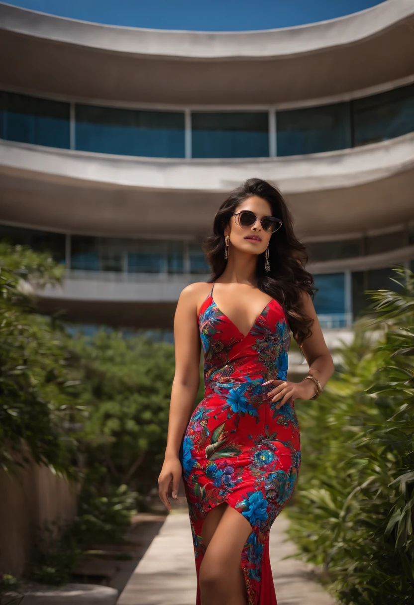 sexy mexican girl, Bodycon dress, Office building
