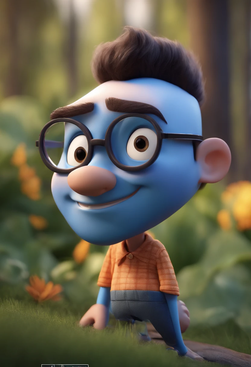 Cartoon character of a man with black glasses and a blue shirt, animation character, Caractere estilizado, animation style rendering, 3D estilizado, Arnold Maya render, 3 d render stylized, toon render keyshot, Personagem 3D, Personagem 3D, 3d rendering stylized, 3 d character render, personagem de desenho animado, Personagem de close up, Pose de personagem, (Estilo Pixar) (master part:1.2) (Bokeh) (best quality) (pele detalhada) (textura detalhada) (8k) (argila) (Cinematic lighting) (foco nítido