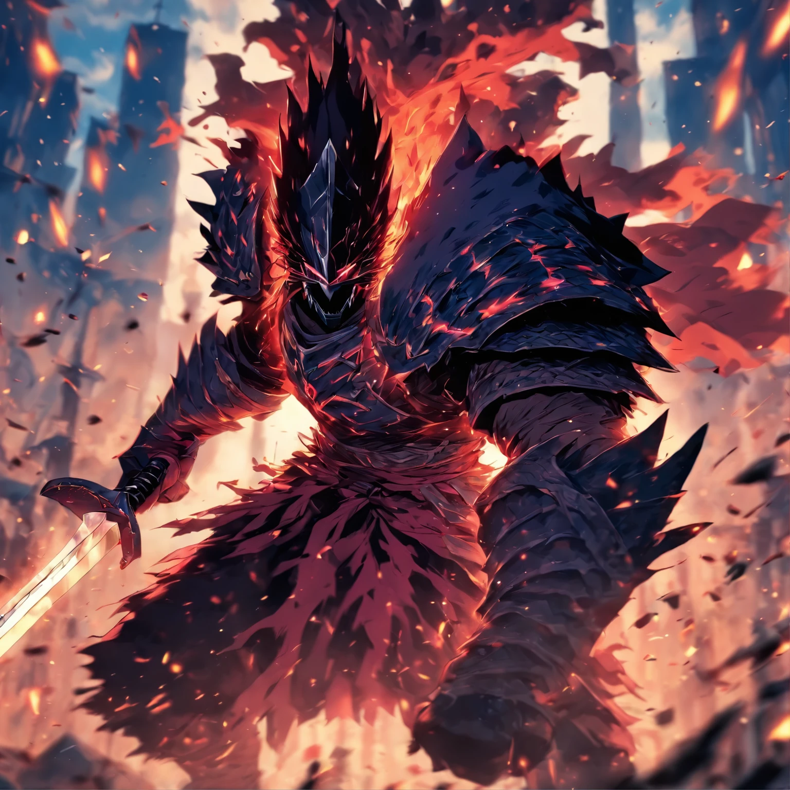 Arafed knight berserker swinging a giant sword with ruthless look on his eyes, giant sword, berserker, swinging sword, 8k visuals, 4k picture, 8k quality, 4k quality, best Picture of all time, masterpiece, (((sword swinging))), (((giant sword swinging))), (((arafed knight swinging sword)))