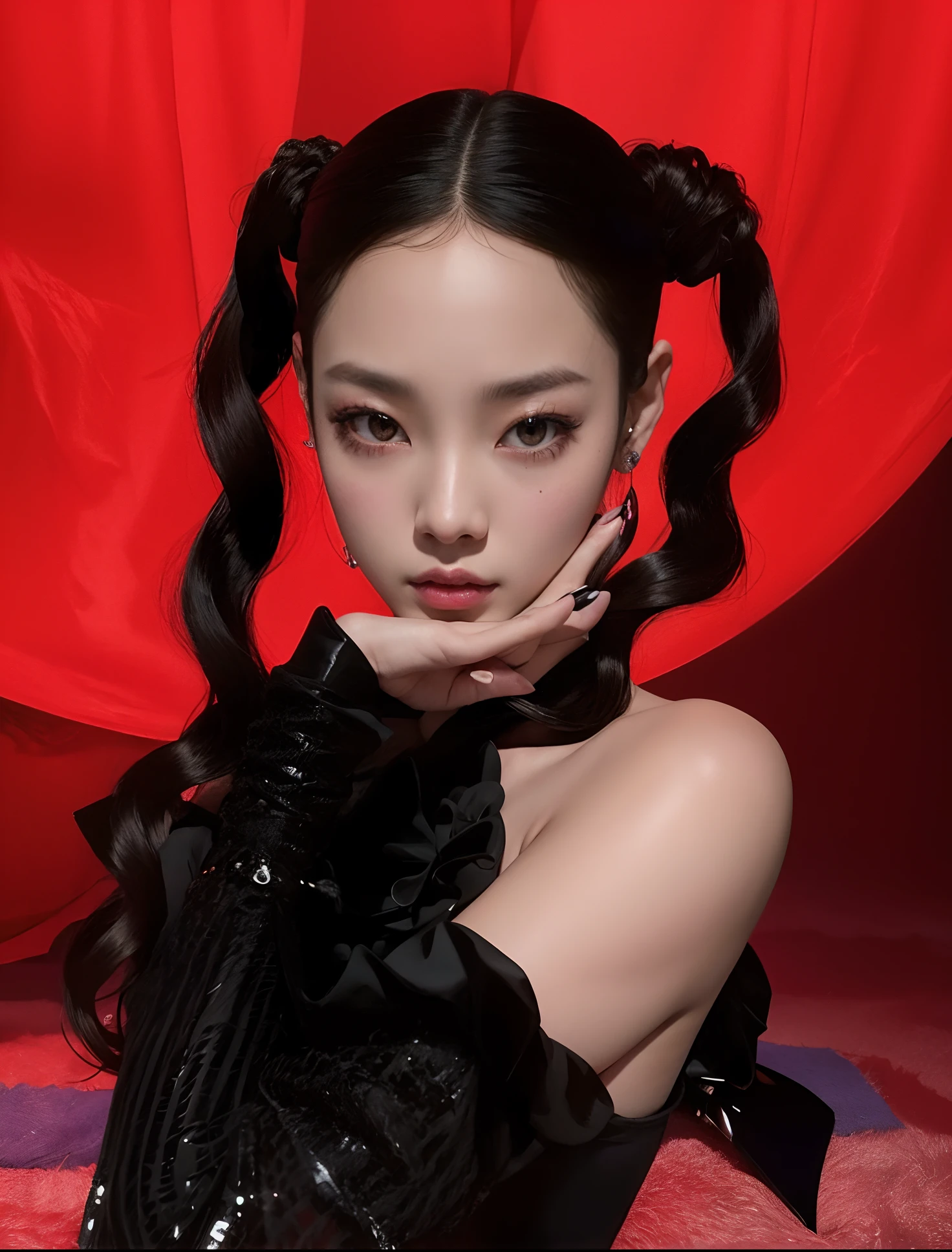 Arafed Mujer con cabello largo y un vestido negro posando para una foto, Sha Xi, Blackpink Jennie, JIA, iu lee ji-eun as a super villain, dilraba dilmurat, Jisoo de Blackpink, Jisoo de Blackpink, Jossi de Blackpink, Retrato de Jossi de Blackpink, Yan, Lu ji, Gongbi, Retrato Jisoo Blackpink