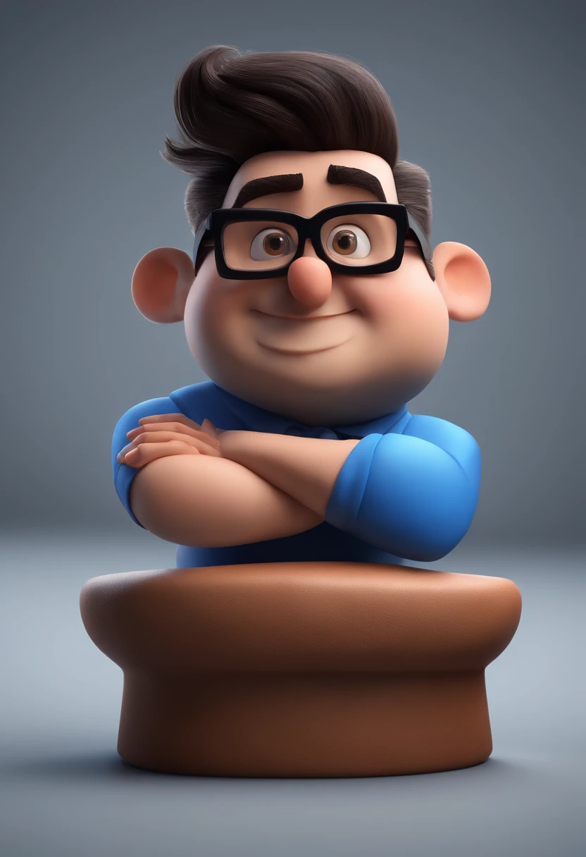 Cartoon character of a man with black glasses and a blue shirt, animation character, Caractere estilizado, animation style rendering, 3D estilizado, Arnold Maya render, 3 d render stylized, toon render keyshot, Personagem 3D, Personagem 3D, 3d rendering stylized, 3 d character render, personagem de desenho animado, Personagem de close up, Pose de personagem, (Estilo Pixar) (master part:1.2) (Bokeh) (best quality) (pele detalhada) (textura detalhada) (8k) (argila) (Cinematic lighting) (foco nítido